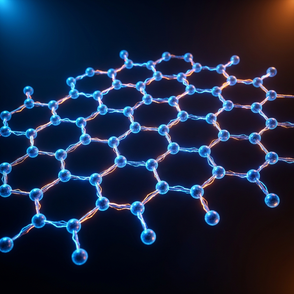 Conceptual illustration of carbon atoms connected in a honeycomb sheet